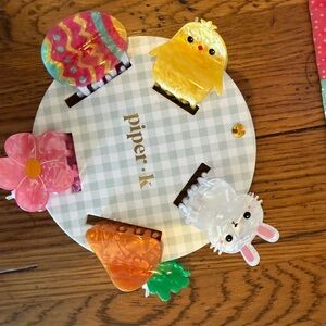 Piper Pastel Easter Hair Clip Set - Yellow, Pink, Orange, Green, White